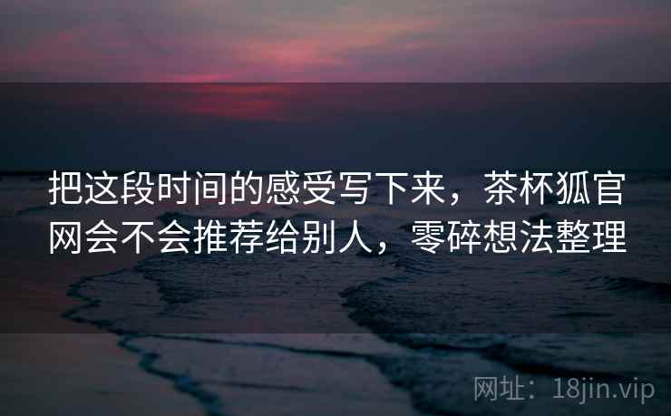 把这段时间的感受写下来，茶杯狐官网会不会推荐给别人，零碎想法整理