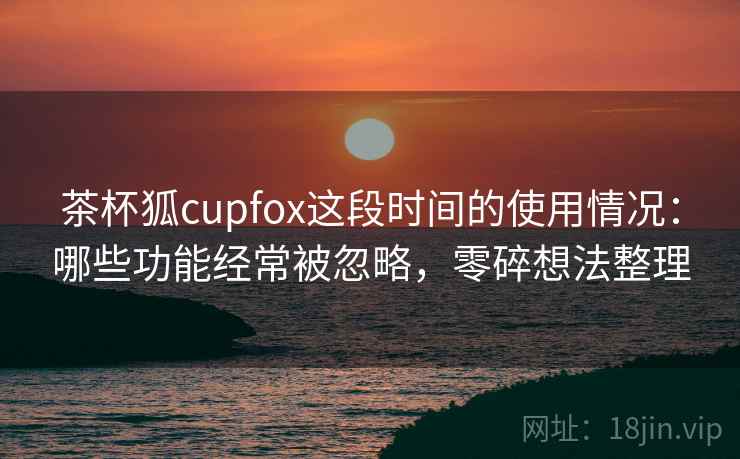茶杯狐cupfox这段时间的使用情况：哪些功能经常被忽略，零碎想法整理